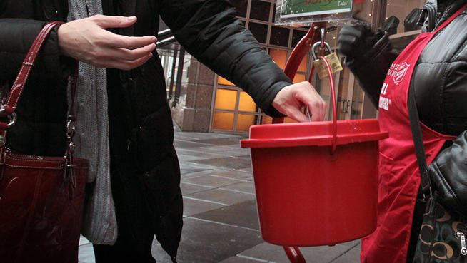 Person donating to kettle